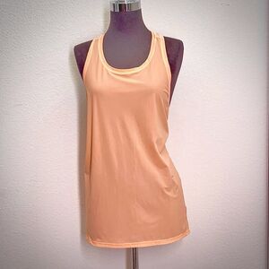 Athleta Tank Women L Orange Racerback Lightweight Semi Opaque